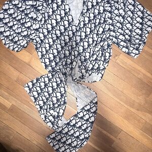 Graphic blue and White DIOR Collared Shirt